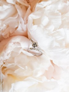 Meghan Leigh wedding photographer image of rings in peony bouquet