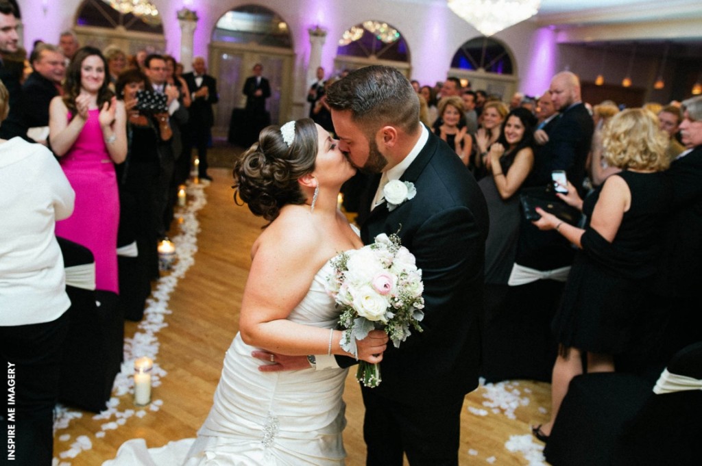 Versailles Ballroom NJ wedding couple kiss down the aisle Inspire Me Imagery