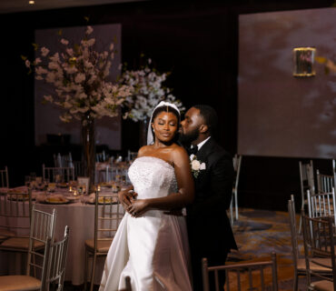 bride and groom in ballroom sheraton eatontown hotel new jersey